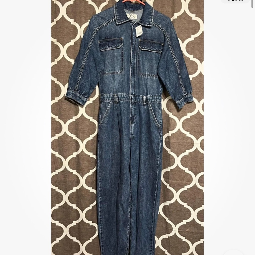 Free People We The Free Coverall Denim Jumpsuit Women’s Size XS NEW! NWT